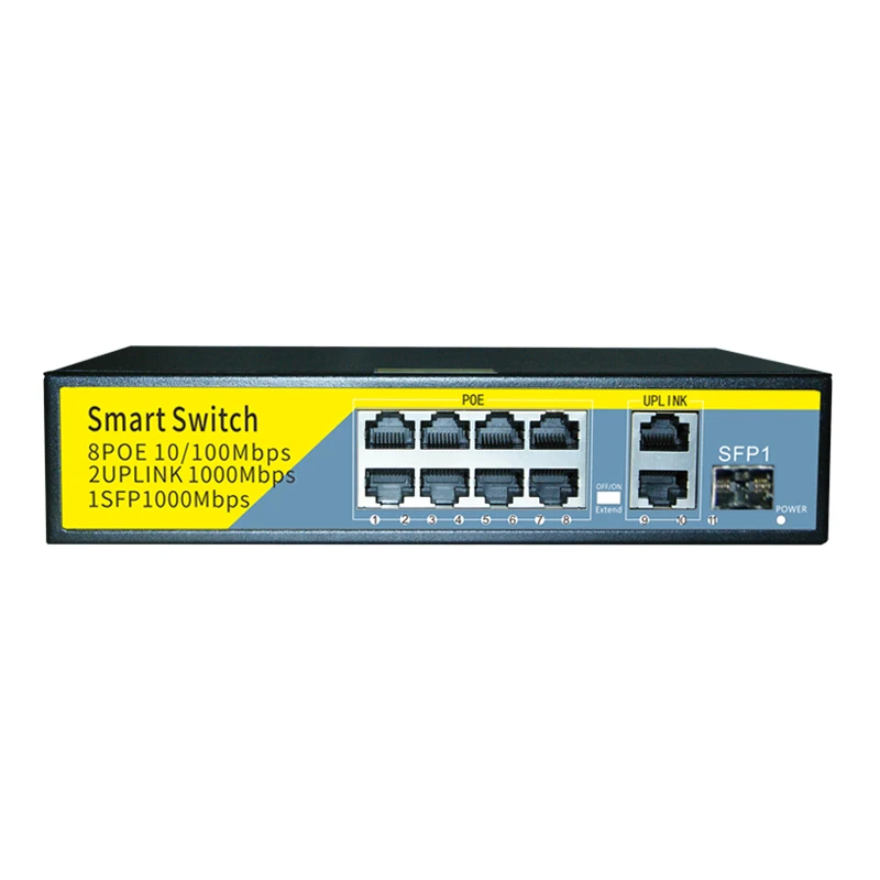 Сетевой коммутатор POE Gigabit 48 В 2 порта 1000 Мбит/с 8 портов 1 SFP 802 3 af/at ethernet для IP