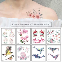 flower temporary tattoos for women hand tattoo sticker fashion body art waterproof arm fake tattoo paper 12x10 5cm