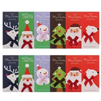 12pcs merry christmas greeting cards cartoon blessing cards mixed style