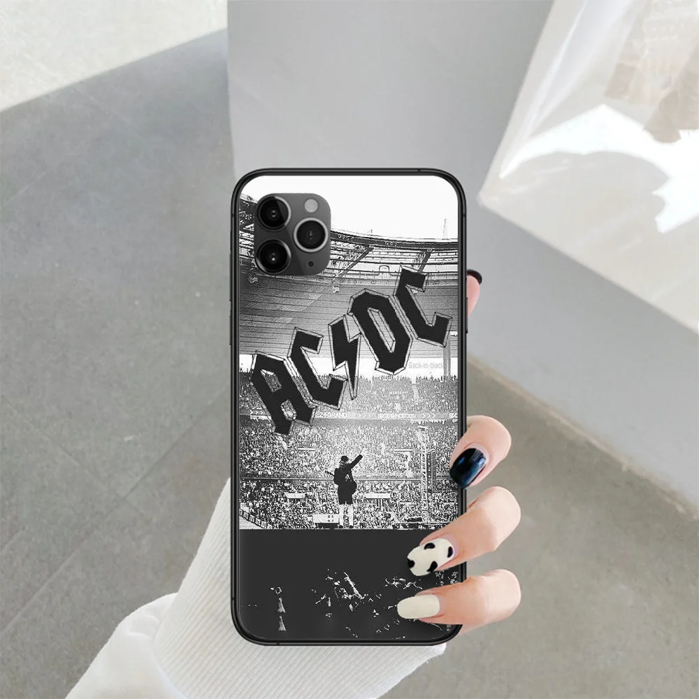 

AC DC band Phone Case For Iphone 4 4s 5 5S SE 5C 6 6S 7 8 Plus X XS XR 11 12 Mini Pro Max 2020 black Prime Silicone Hoesjes