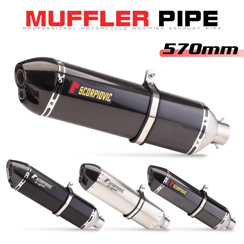 

Carbon Fiber Motorcycle Exhaust Pipe With DB Killer Muffler Moto Bike Pot Escape For Yamaha Honda Kawasaki Ducati Slip-on