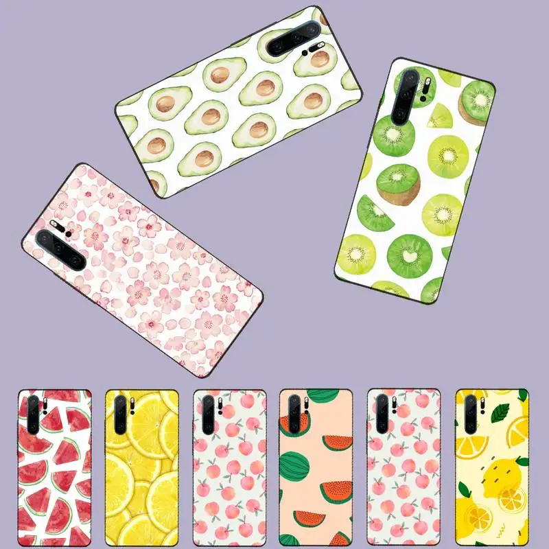 Фруктовый авокадо арбуз оранжевый мягкий черный чехол для телефона Huawei P9 P10 P20 P30