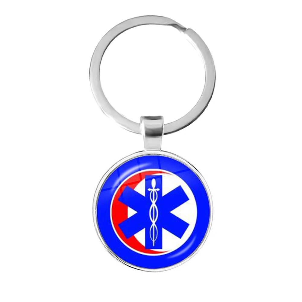 Неотложный медицинский техник символ парамедика логотип брелок со стеклянным