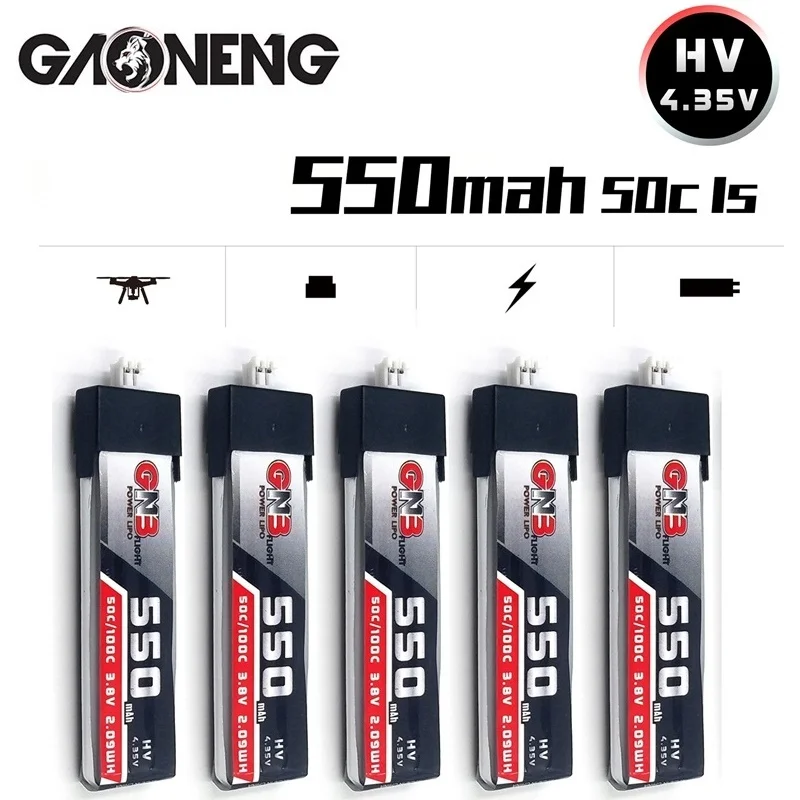 

5 шт./компл. GNB 3,8 V 550mAh 80C/160C 1S HV 4,35 V PH2.0 разъем Lipo батарея для Emax Tinyhawk Kingkong/LDARC крошечный Мультикоптер RC Drone
