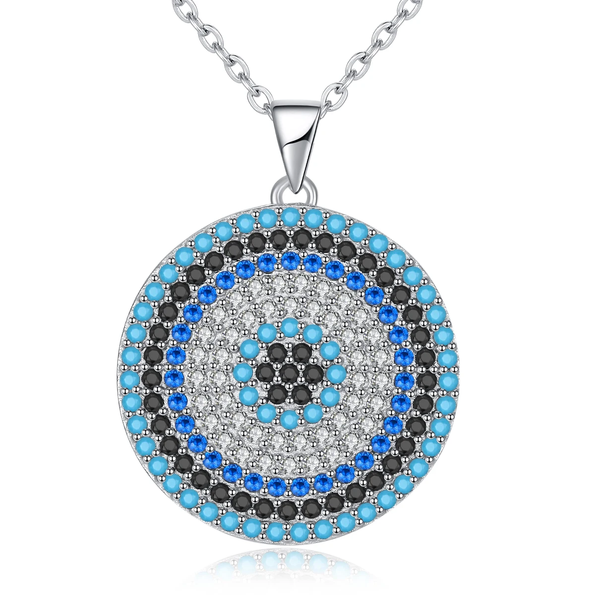 White Gold color TONGZHE Стерлинговое Серебро 925 ожерелье s ювелирные изделия Круглый CZ Турецкий Дурной глаз ожерелье женское ожерелье кулон хорошее ювелирное изделие колье распродажа - Окраска металла: White Gold color