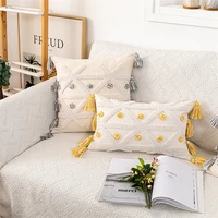 grey embroidery pillowcover home decoration yellow cushion cover with tassels 45x4530x50cm sofa pilow case home decorative