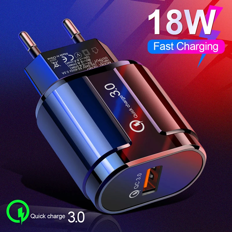 18 Вт Quick Charge 3 0 USB зарядное устройство QC3.0 Быстрая зарядка дорожное Сетевое для