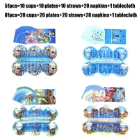 51pcs toy story moana cartoon theme birthday party decorations supplies cup plate straws napkin tablecloth disposable tableware