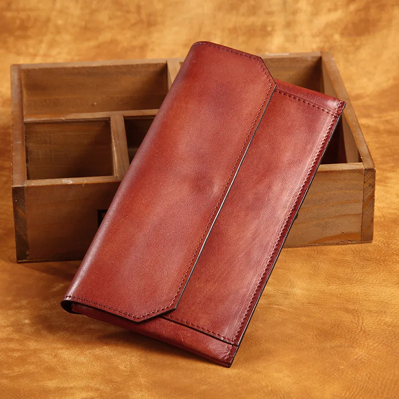 Мужской Длинный кошелек из натуральной кожи растительного дубления кожаный