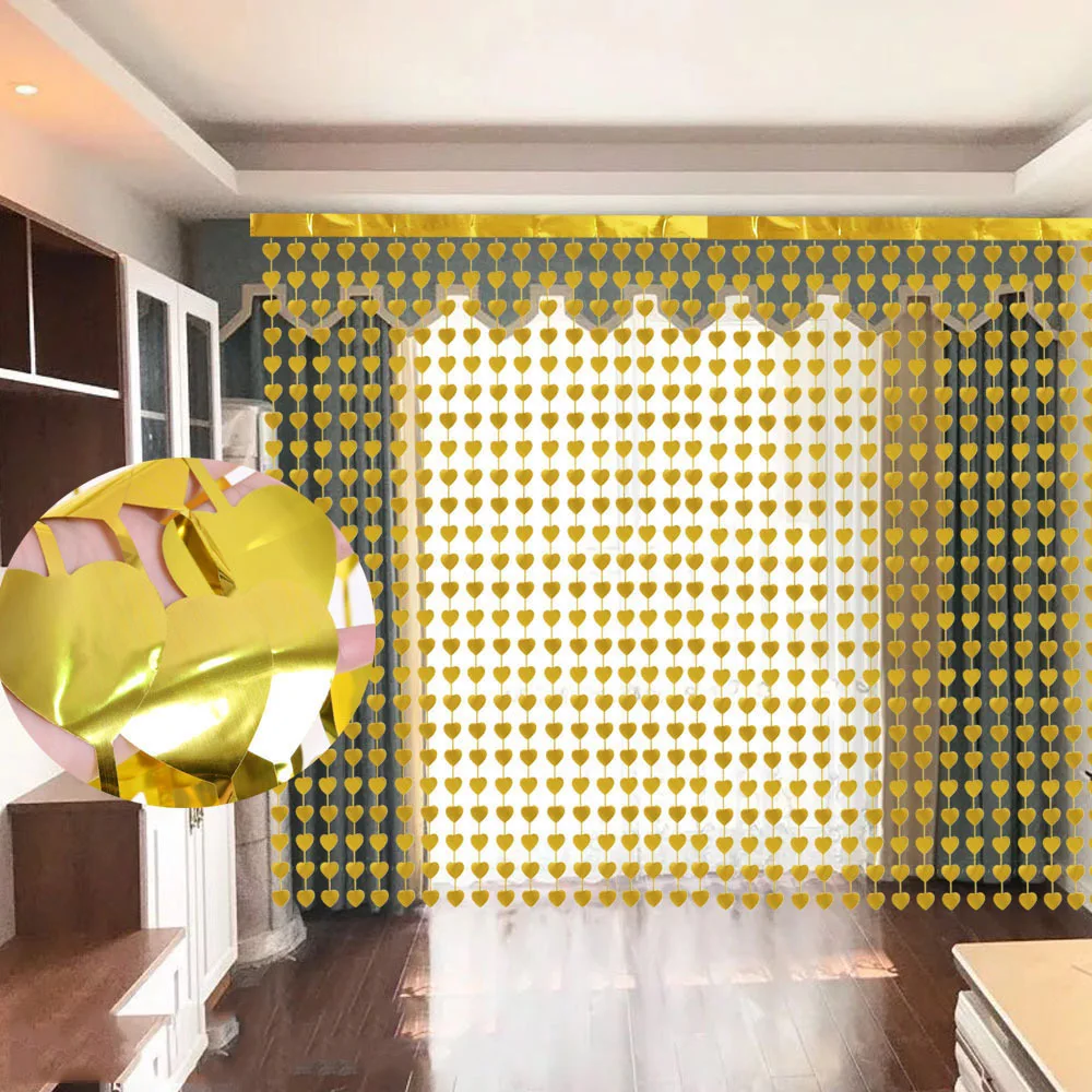 200 см занавеска из фольги в виде сердца вечерние занавески на день рождения экран
