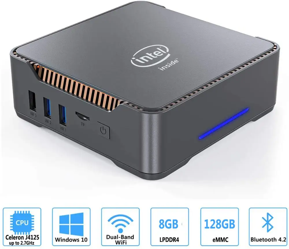 GK3V мини ПК Intel celeron J4125 четырехъядерный 8 Гб RAM 128 ГБ Windows 10 dual WIFI 4K 60Hz WIN10 HDMI VGA