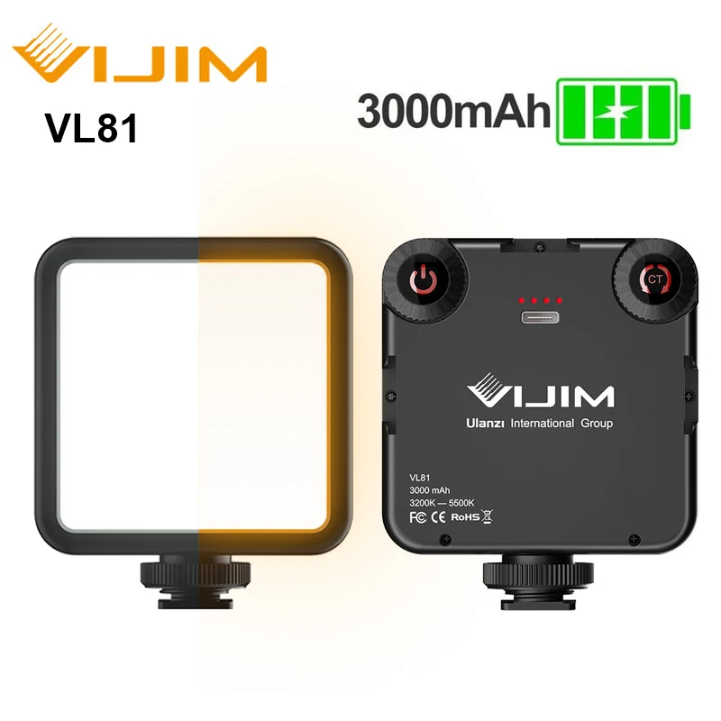 

Ulanzi VIJIM VL81 VL200 3200k-5600K Dimmable Mini LED Video Light for Smartphone SLR Camera Rechargable Vlog 3000mAh Fill Light