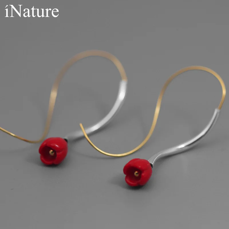 Женские серьги гвоздики из серебра 925 пробы с красным кораллом|Серьги-гвоздики| |