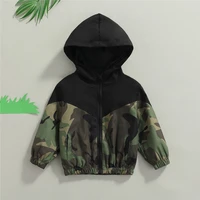 children camouflage hooded coat casual boys long sleeve elastic hem zipper jacket with pockets autumn winter kid clothing
