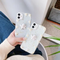 simple cute cupid love pearl transparent glitter design phone cover for iphone 11 12 mini pro max 7 8p se xs xr girl phone cases