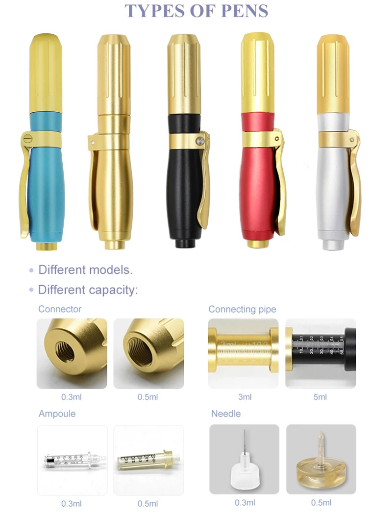 

0.5ml Hyaluronic Injection Pen Dermal Filler 0.3ml Hyaluronpen injector For Lips needleless atomizer high-pressure hyaluron Pen