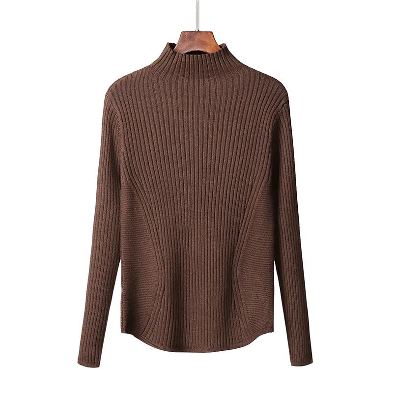 Женский базовый свитер с высоким воротом толстый теплый пуловер длинным рукавом