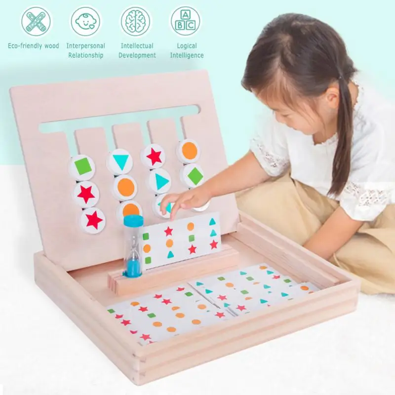 

Montessori Wooden Teaching AIDS 4 Color Game Chess Board Baby Enlightenment Logical Thinking Training Educational Children Toys
