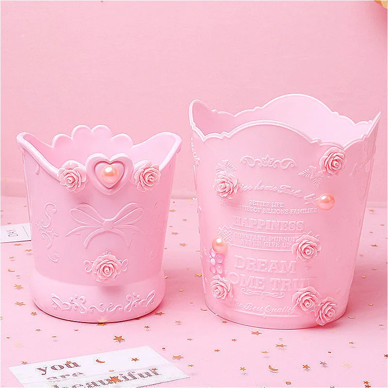 Розовый ящик для хранения косметических кистей подставка макияжа уход за кожей