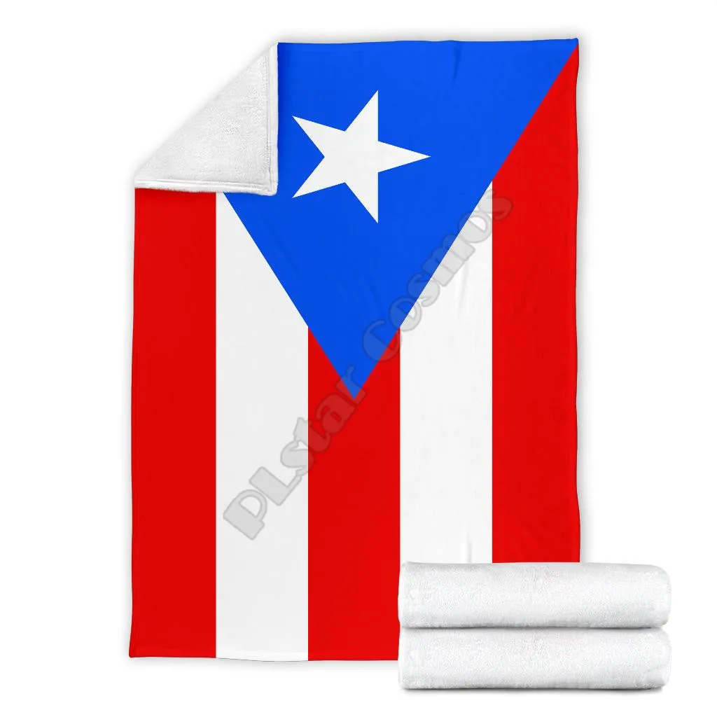 

Puerto Rican Flag Fleece blanket dog printed Wearable Blanket Adults For Kids Warm Sherpa Blanket