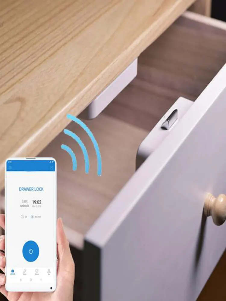

Замок для ящиков шкафов с дистанционным управлением по Bluetooth, невидимый БЕСКЛЮЧЕВОЙ скрытый электронный замок, блокировка управления телеф...