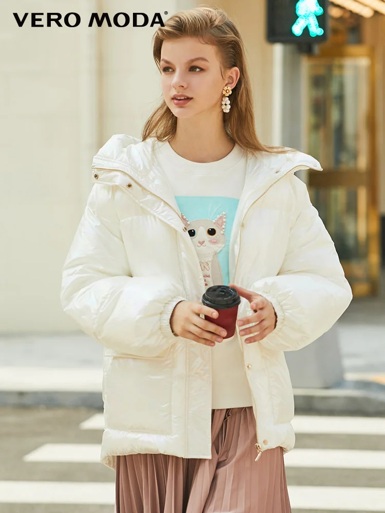 Vero Moda Женское зимнее цветное тканевое пальто с капюшоном и кулиской | 319422501 - Цвет: Snow white
