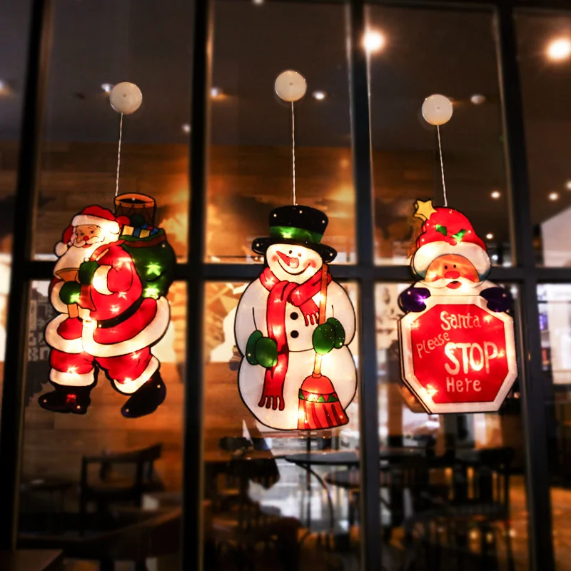 

Hot Selling Christmas Lighting Creative Window Sticker LED Hanging Lights Atmosphere Scene Decoration Holiday Joy Party Surprise