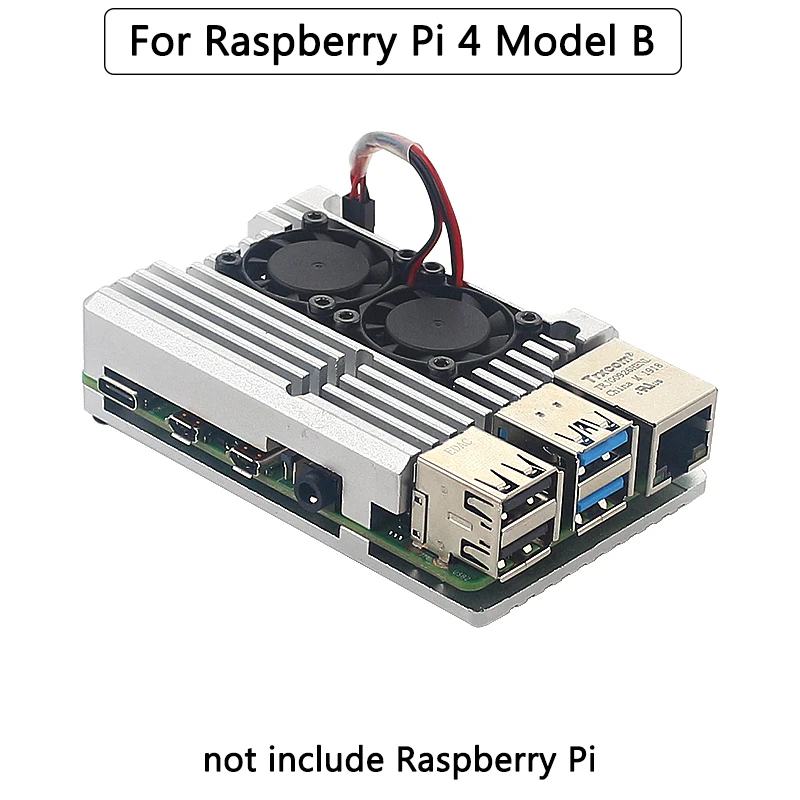 for 4B Silver Raspberry Pi 4 Модель B двойные вентиляторы ЧПУ Алюминиевый сплав чехол металлический 4 цвета Броня корпус с радиаторами для Raspberry Pi 4B/3B+/3B - Цвет: for 4B Silver