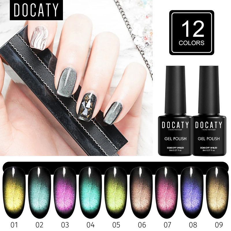 Docaty 5D Гель-лак для ногтей с эффектом кошачий глаз лак Хамелеон использования