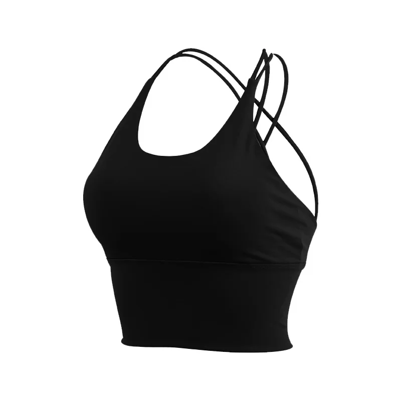 

Sports Women Fitness Tops Beauty Back Cutout Cropped Top Womens Shock-proof Gathering Lingerie Wirefree Workout Gymwear Sweat