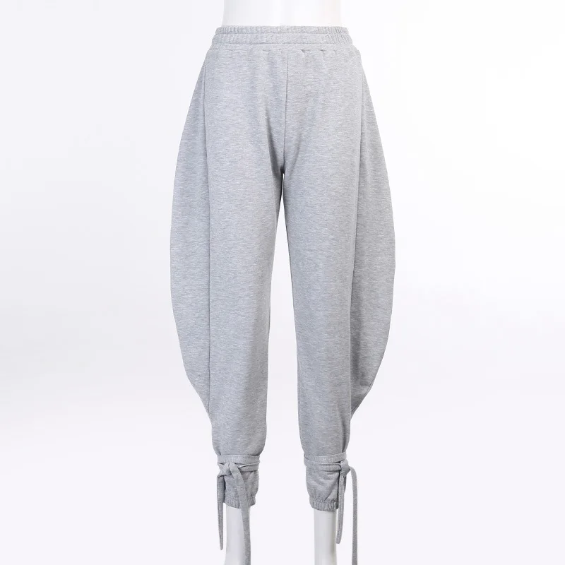 

Women High Waist Pants Bandage Loose Wide Leg Trouser Autumn Streetwear Fashion Warm Joggings Casual Sweatpants