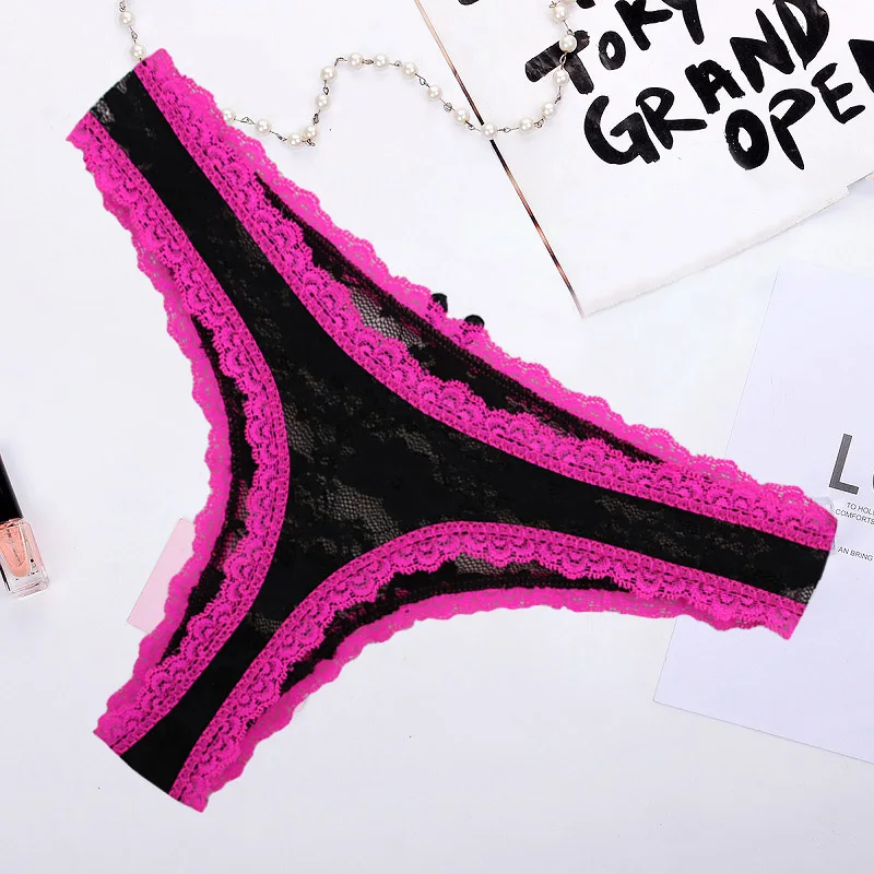 5 шт./компл. женские кружевные стринги сексуальные прозрачные двойные хлопковые