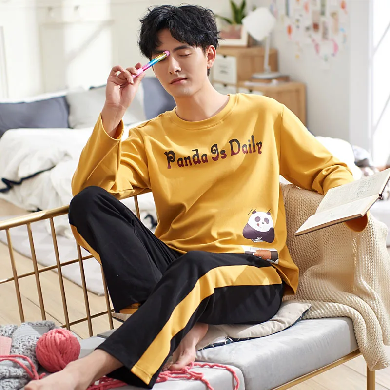 Комплект пижам из хлопка для пары пижама с длинными рукавами домашний костюм