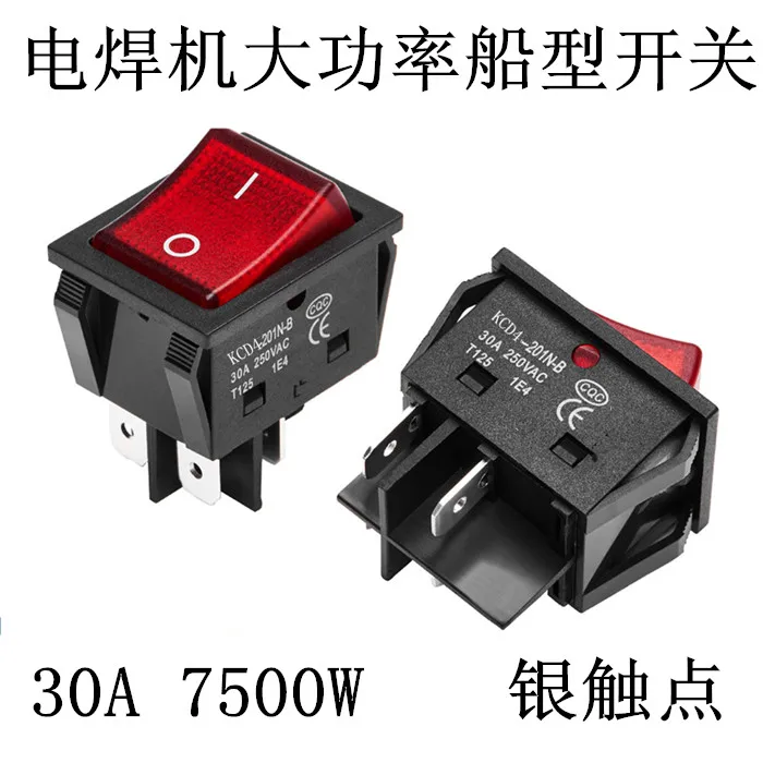 

KCD4-201N-B Electric Welding Machine Power Switch With Red Light 30A 250VAC Electric Oven Electric Heater Switch 4Pin 2 Position