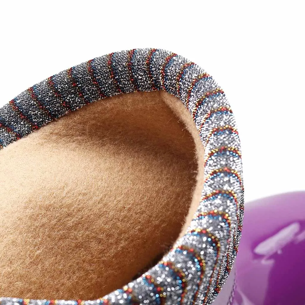 Женские зимние теплые ботинки в стиле панк средней длины женские нескользящие