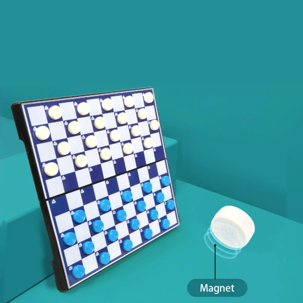 

Portable Folding International Checkers Plastic Magnetic Chess Set Children Entertainment Toy Board Game Indoor Desktop Games