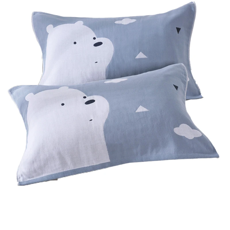

100% Cotton Pillow Towel Four Layers Gauze Adult Pillow Case Thickened Pillowcase 50*75cm Bed Cushion Cover Home Decoration