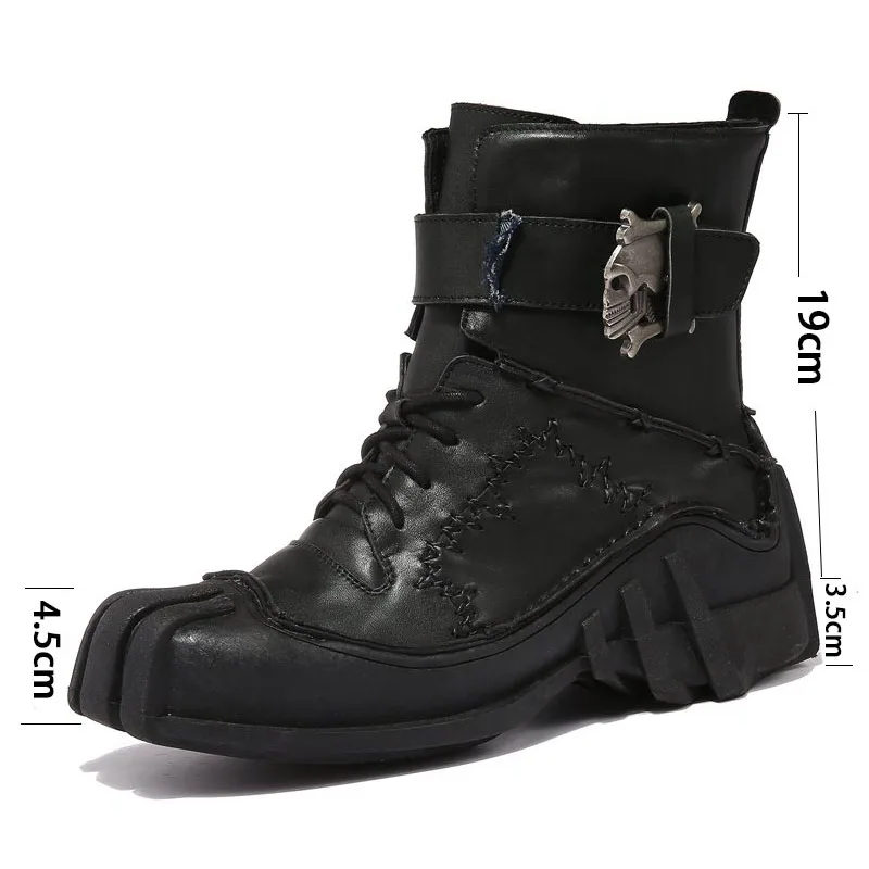 Мужские Винтажные ботильоны из натуральной кожи в байкерском стиле Армейские