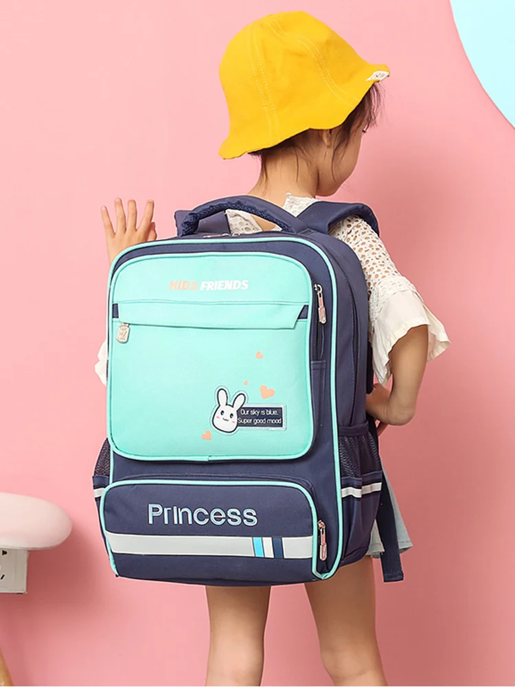 Children's Waterproof Large Capacity Schoolbag for Kids Teen Boys Girls Cute Rabbit Hit Color Primary School  Student Bookbags