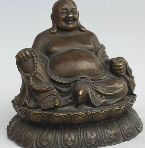 Китайское народное бронзовое сиденье счастливый смех Майтрейя богатство Будды 6