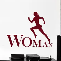 Woman Lettering Wall Decal Running Jogging Sport Fitness Cool Vinyl Window Glass Sticker Living Room Bedroom Home Decor S1264