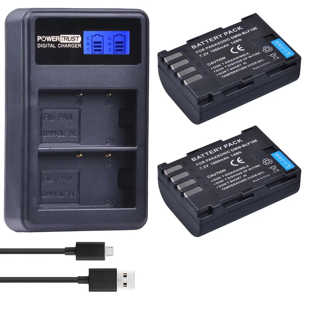 2Battery and Charger 4 шт. 1860 мАч DMW-BLF19E DMW-BLF19 батарея для камеры DMW BLF19 BLF19 BLF19E+ ЖК-дисплей двойной USB зарядное устройство для Panasonic Lumix GH3 GH4 GH5 - Цвет: 2Battery and Charger