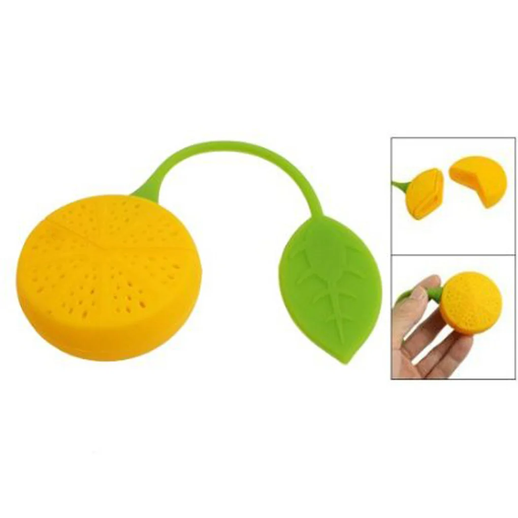 

Hot Sales Tea strainer Lemon Shaped Silicone Perforated Tea strainer Filter Infuser Orange Green
