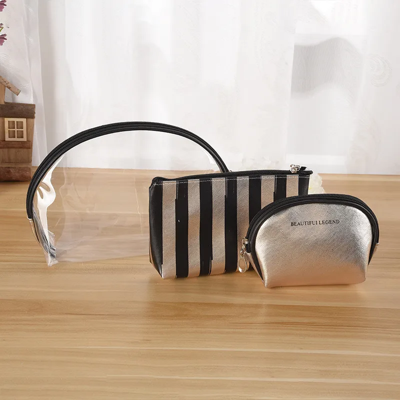 Дорожная косметичка из ПВХ 3 шт./компл. прозрачная Женский органайзер чехол сумка