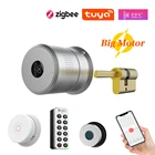 Смарт-пульт дистанционного управления Tuya Zigbee, автоматический замок с евровилкой, большим мотором, дактилоскопическим сенсором, паролем, Airbnk M521