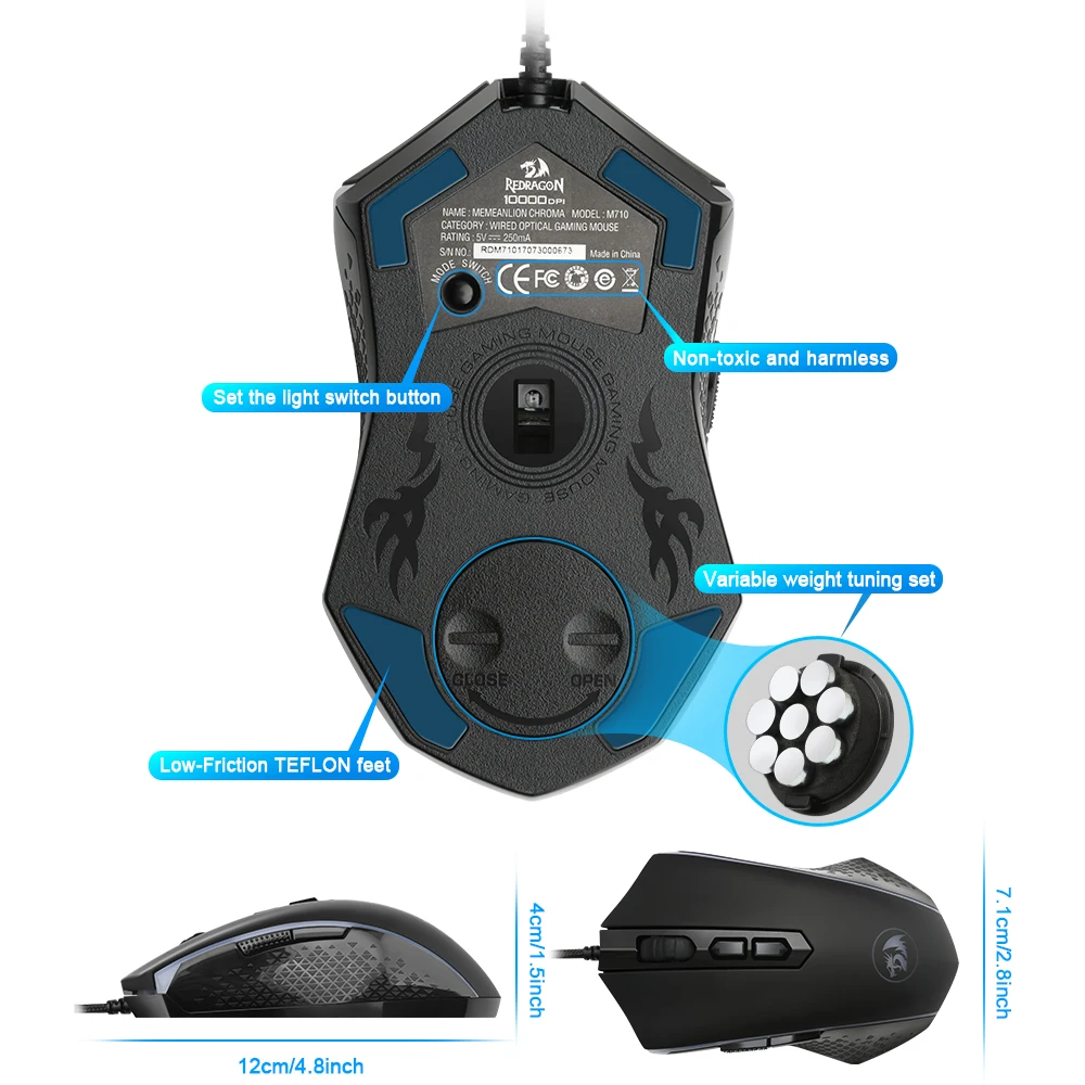 Проводная игровая компьютерная мышь Redragon CHROMA M710 USB 10000 точек/дюйм 8 кнопок 7 цветов