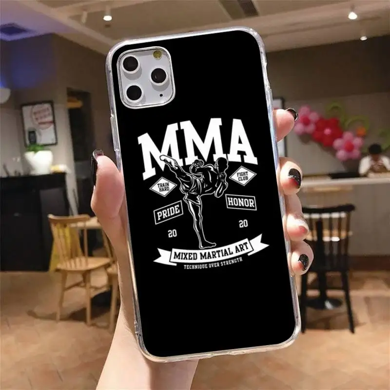 

Design The Mma Logo Phone Case Transparent for iPhone 6 7 8 11 12 s mini pro X XS XR MAX Plus cover funda shell