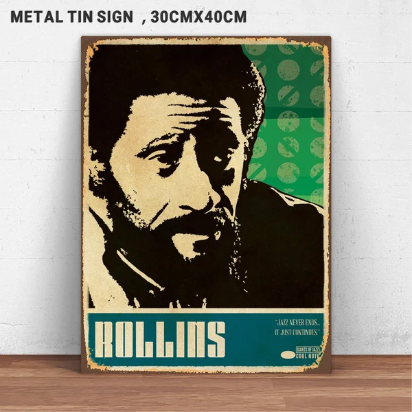 

Синий музыкальный винтажный Ретро металлический жестяной знак Sonny Rollins Jazz, Настенный декор, Постер для домашнего декора, подарки (30x40 см)