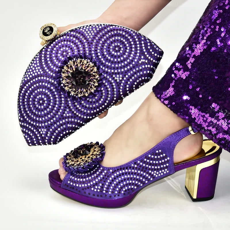 Новое поступление стразы итальянские свадебные туфли и сумочка в комплекте