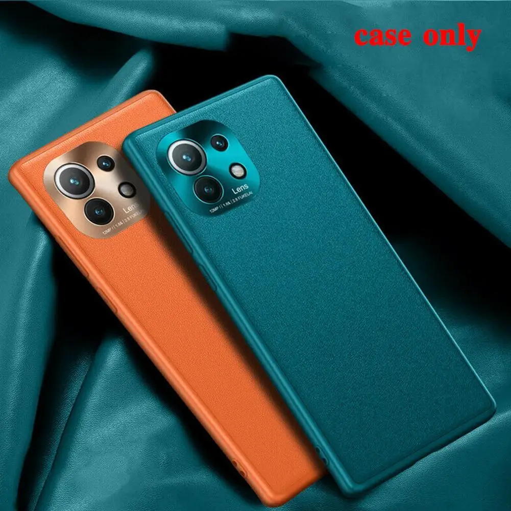 

Pu Leather Case Suitable For Xiaomi 11 Mobile Phone Fine Leather Plain Ultra-thin Camera Luxury Hole Case Hardware J4P3